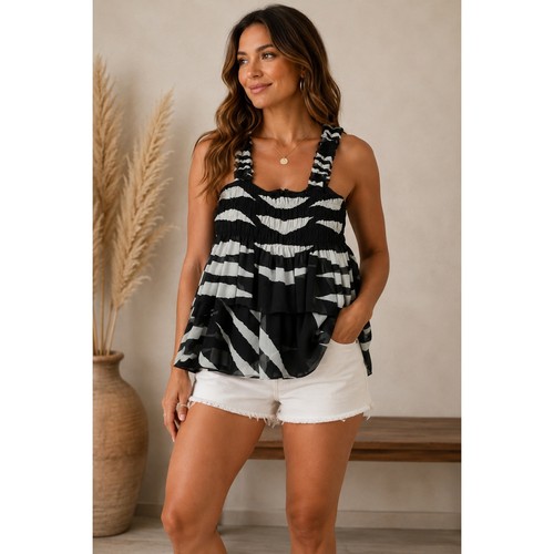 Tory burch top zebra - zebra, print